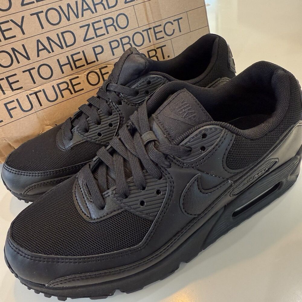 NEW Nike Air Max 90 Triple Black Shoes Sneakers DH8010-001 Women Sz 8/Men 6.5